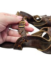 Load image into Gallery viewer, 1940s Brown Mock Croc Platform Sandals
