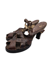 Load image into Gallery viewer, 1940s Brown Mock Croc Platform Sandals
