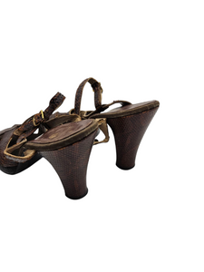 1940s Brown Mock Croc Platform Sandals