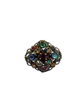 Load image into Gallery viewer, 1930s Czech Multicoloured Enamel, Glass, Filigree Brooch
