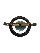 Load image into Gallery viewer, 1940s Black and Duck Egg Blue Make Do and Mend Wirework Brooch
