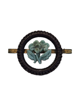 Load image into Gallery viewer, 1940s Black and Duck Egg Blue Make Do and Mend Wirework Brooch
